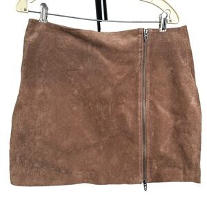 Blank NYC Nubuck Leather Mini Skirt Size 31 Double Zip New with Tags